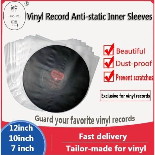 50PCS Clear Anti-static Plastic Vinyl Record Inner Sleeves For 12'' LP LD 10'' Record 7'' 45 RPM Vinyl