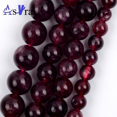 6 8 10mm Stone Beads Dark Red Garnet Round Loose Spacer Beads For Jewelry Making DIY Bracelet Necklace Accessories Charms 15inch