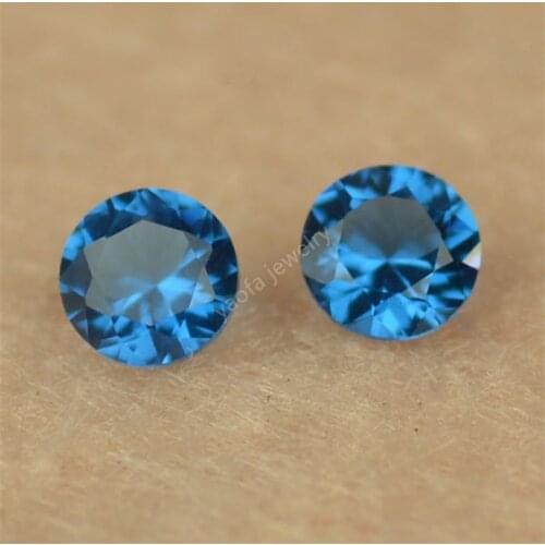 Sale 1000pcs/Lot 5A 0.8-6.0mm London Blue Color Synthetic Nano Stone Round Shape Brilliant Cut Lab Gems Beads For Wax Setting