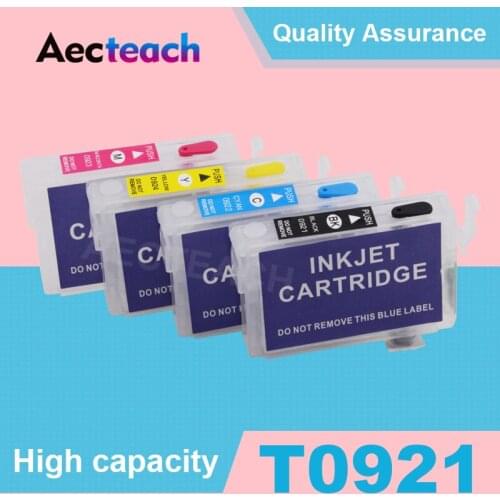Aecteach Refill Ink cartridge T0921 for Epson Stylus C91 CX4300 T27 Printer