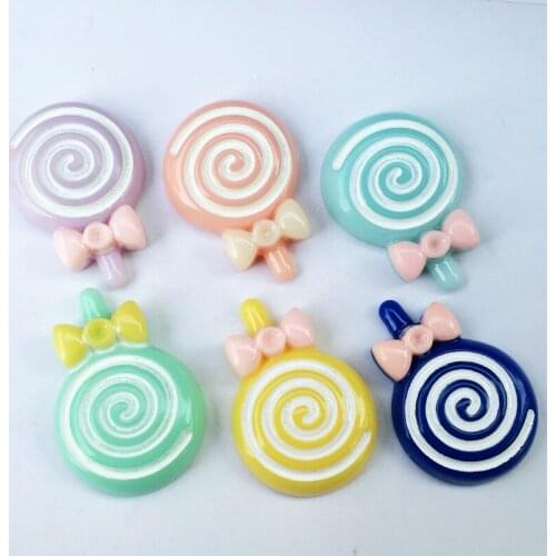 DIY50PCS(21 mmx30mm) colorful artificial mini resin lollipop party holiday decoration, resin crafts mobile phone clip book