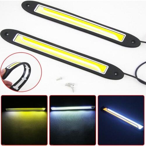 EIDRAN 2pcs Dual Color COB LED Car Running Light Fog Lamp Strips DRL & Turn Signal Light