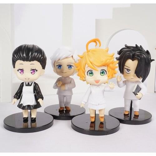 Anime The Promised Neverland Figure Emma Figure Chibi Figure PVC Model Toys Anime Figure Kids Toys 4PCS/Set