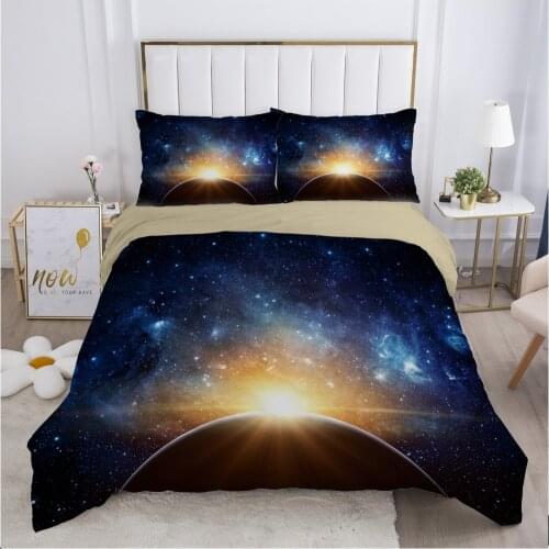 Galaxy bedding set Europe King Single Duvet cover set pillow case Bed linens Quilt cover 240x260 240x220 Black yellow