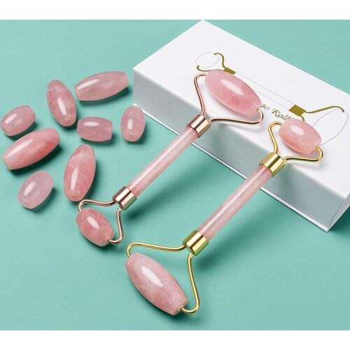 Powder crystal roller jade roller massage stick Powder crystal double head roller massager jade massage beauty bar