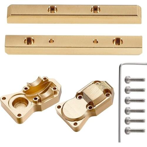 Brass Boulder Bars Frame Rails and Brass Diff Cover Axle Cover for Axial SCX24 1/24 RC Crawler Car Upgrade Parts