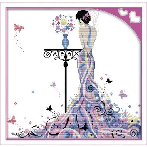 Madame butterfly cross stitch kit people 18ct 14ct 11ct count print canvas stitches embroidery DIY handmade needlework