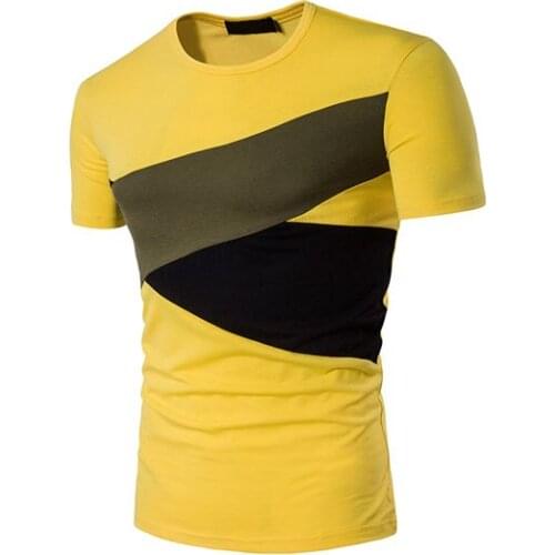 Foreign trade new men 's chest patch tipped short - sleeved casual men' s T - shirt