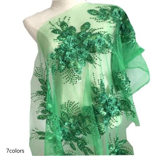 Fashion mesh Beads flower embroidery lace fabric applique ribbon trim collar sewing DIY craft wedding dress cloth Accessories