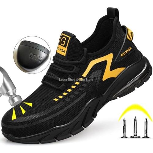 Summer new mesh safety shoes comfortable breathable work shoes male steel toe anti-smash construction work safety boots man 2021
