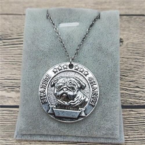 New Chinese Shar Pei Necklace Classic Style Pet Jewellery Fashion Animal Jewellery Chinese Shar Pei Dog Pendant Necklace Women