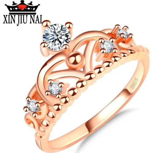 New Fashion Jewelry Zircon Steel Crown Geometry Wedding Rings For Women Gifts Anillo Anel Bague Punk