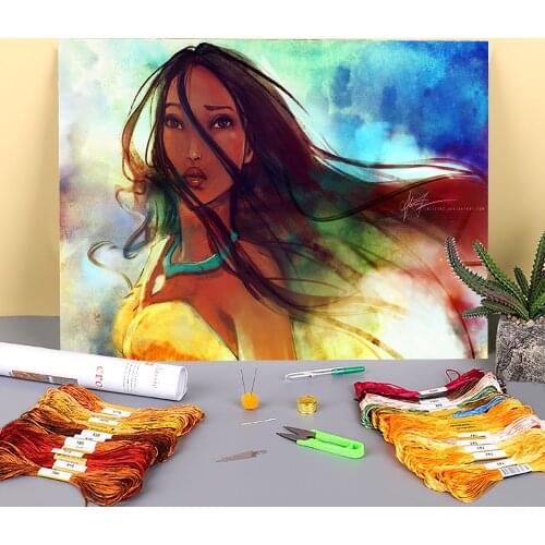 Portrait The Wind... Printed Canvas 11CT Cross-Stitch Full Kit Embroidery DMC Threads Hobby Handicraft Needlework Decor