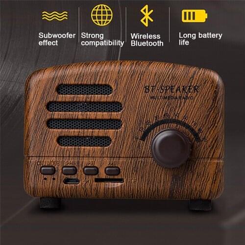 Retro FM Radio Receiver FM AM SW Portable Radio Pocket Support TF Card AUX Free Hands Free Call Wireless Loudspeaker Speakers