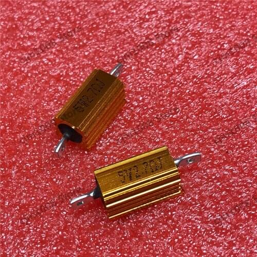 RX24-5W 2.7R 2.7RJ Power Metal Shell Case Gold Aluminium Case Wirewound Resistor 5W 2.7ohm 5% Automobile LED lamp resistors