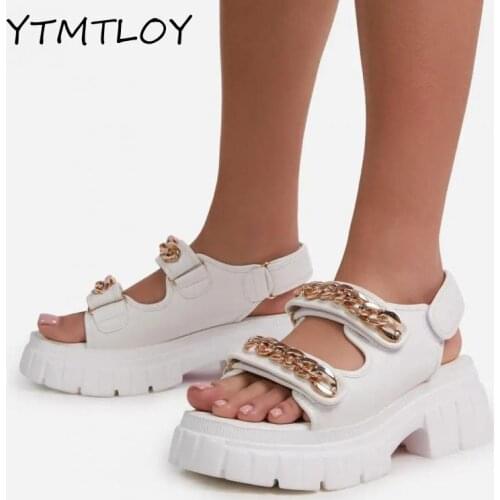 Womens Summer Sandals Multicolor Snakeskin Platform Open Toe Shoes Height Increase Hook And Loop High Heels Chain Zapatos