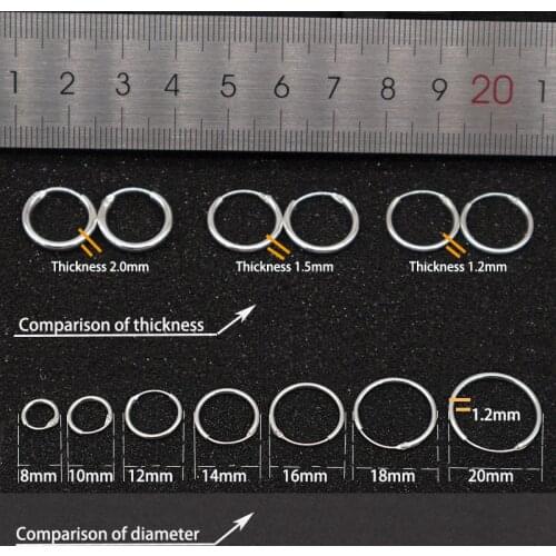 925 Sterling Silver Simple Concise Hoop Earrings Bold&Normal&Thin Hoop Earrings Mini Small Round Circle Earrings Hoops
