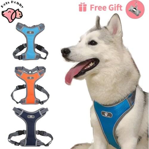 Pet Dog Harness Vest Mesh Breathable Reflective Medium Large Dog Harness Walking Run Training Dog Vest Chest Strap Adjustable