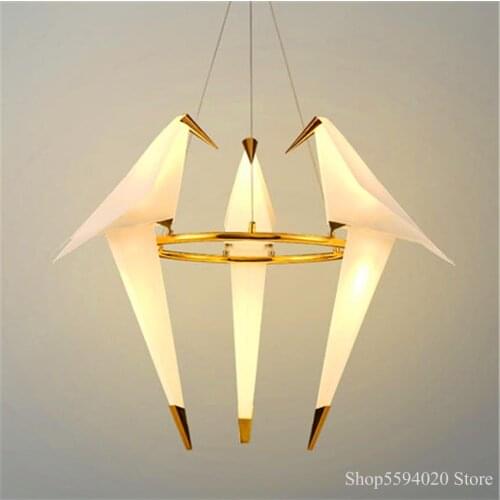 Modern Bird LED Pendant Lights Living Room LED Floor Lamp Stand Origami Crane Bird Pendant Lamp Hanging Lights Pendant Fixture