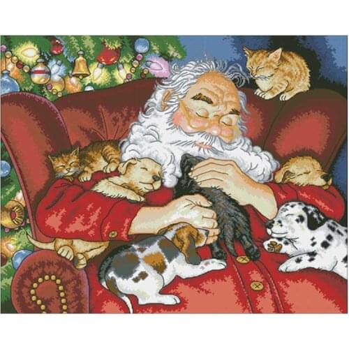 TOP NEW Sleeping santa patterns Counted Cross Stitch DIY Chinese Cross Stitch Kits Embroidery Needlework Sets home decor