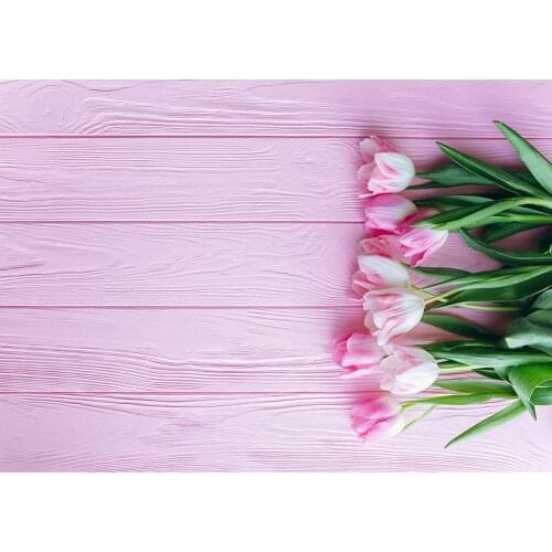 Tulip Pink Wooden Wall Photographic Backgrounds Vinyl Cloth Photo Shootings Backdrops for Baby Children Wedding Photo Studio