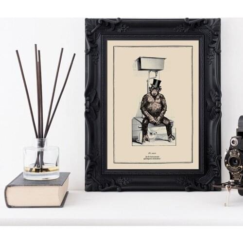 Vintage Surrealist Canvas Painting Funny Animal Posters and Prints Gorilla Hippo Penguin Octopus Wall Art Picture Bathroom Decor