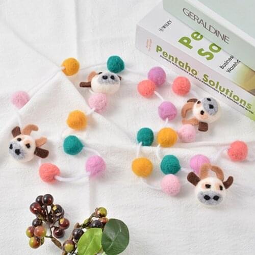 Handmade Wool Felt Pom Pom Balls Beading String Hanging Garland Home Party Decor J60B