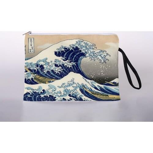 Japan Ukiyo-e cosmetic bag ladies mini cosmetic bag storage bag travel storage bag handbag