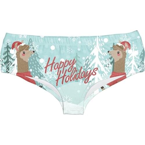 Ladies Cartoon Printed Panties Underwear Women Mid Size Seamless Sexy Panties Holiday Garments Low-Waisted Breathable Panties