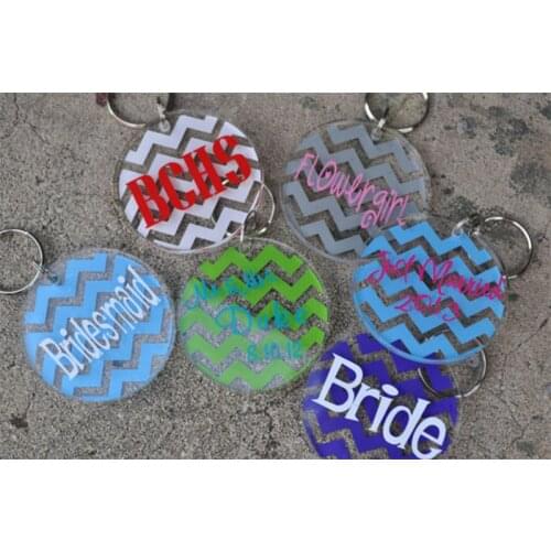 10pc custom personalized clear chevron keychain circle acrylic charms badge with your logo
