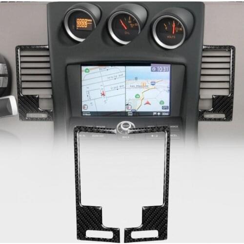 2pcs Car Center Console Air Outlet Vent Cover Trim Frame Carbon Fiber Sticker Accessories Automobile For Nissan 350Z 2003-2009