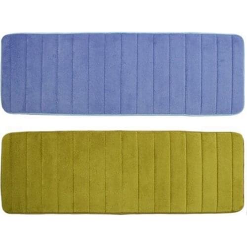 2 Pcs 120X40Cm Absorbent Nonslip Memory Foam Kitchen Bedroom Door Floor Mat Rug Carpet Dark Blue & Olive Drab