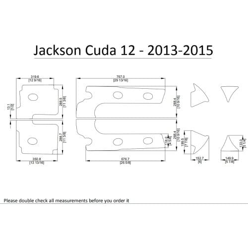 2013-2015 Jackson Cuda 12 Kayak Boat EVA Decking Mat Pads Kit 1/4"