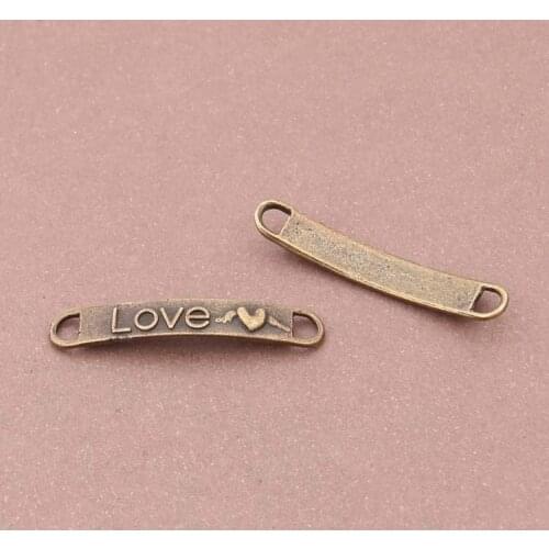 25 Pieces/lot Bronze love angel words plates 39x7mm connect pendant Free Shipping Retro Jewelry For Bracelet Necklace