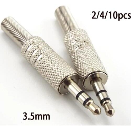 3.5mm 2 Ring 3 Poles Stereo Jack Plug 3.5mm 1/8 inch Female Audio Connector Cable Solder Adapter Metal Terminal with Spring B4