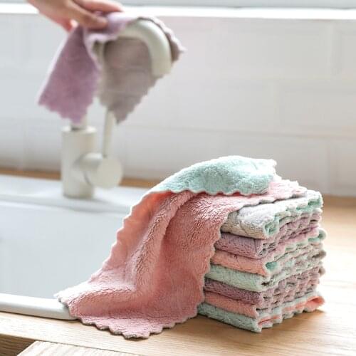 5pcs Kitchen Anti-grease Wiping Rags Efficient Absorbent Microfiber Cleaning Cloth Home Washing Dish Kitchen Cleaning Towel