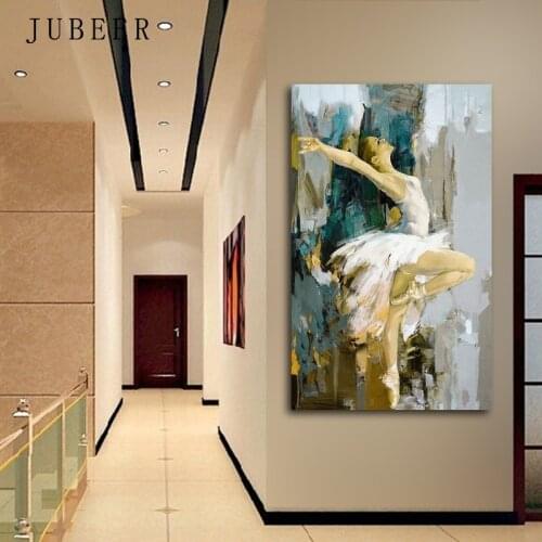 Abstract Elegant Dancing Ballerina Oil Painting on Canvas Posters Prints Ballet Girl Cuadros Wall Art Pictures for Living Room