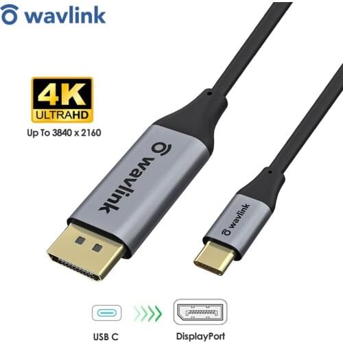 Wavlink USB-C To DisplayPort Male Cable Type C to DP Adapter Converter Resolution up to 3840*2160 4K@60HZ For PC Laptop LCD TV