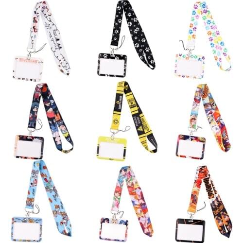 BH1516 Blinghero Cartoon Warning Work Card Holder With Anime Lanyard Credit Card Holder Identity With Cat And Mouse Neck Strap
