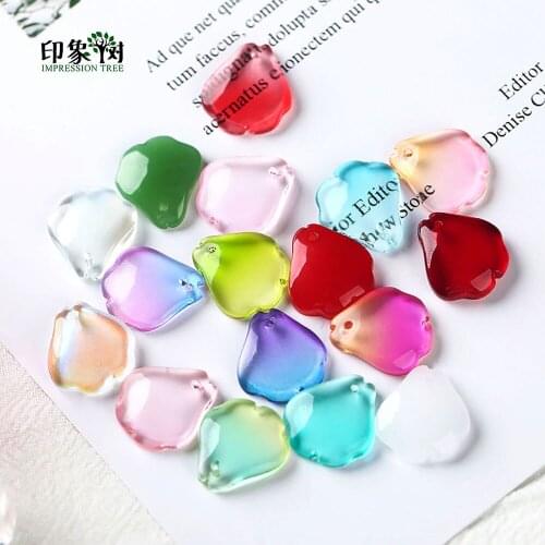 Crabapple Flower Petal Lampwork Beads Gradient Color 10pcs 14x16mm Glass Beads Handmade For Necklace DIY Jewelry Making 16032