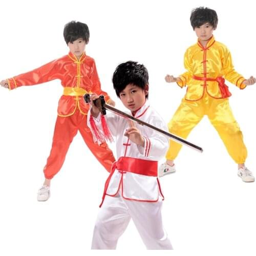 Children Chinese Kungfu Uniforms Long Sleeve Tai Chi Clothing Boy Girls Martial Arts Costume Kids Wushu Performance 3 Color 89