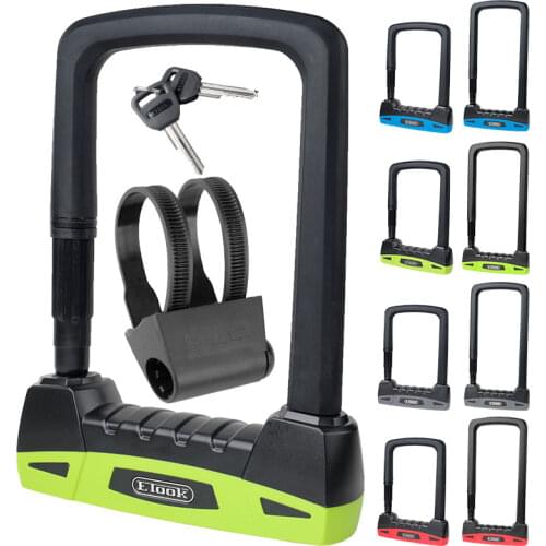 Etook ET-500 Bicycle U-Lock Motorcycle E-Bike U-shaped Lock Safety Device Cut Resistant S L Multi Colors W/ Mount Bracket