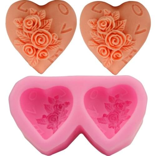 Double love rose candy cake mold chocolate cake decoration mold DIY Kitchen Baking tool