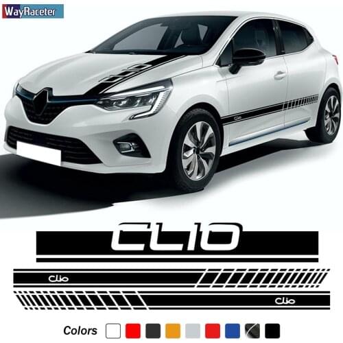 Racing Sport Car Hood Decal Engine Cover Bonnet Body Kit Side Stripes Skirt Sticker For Renault Clio 3 4 5 RS Accessories