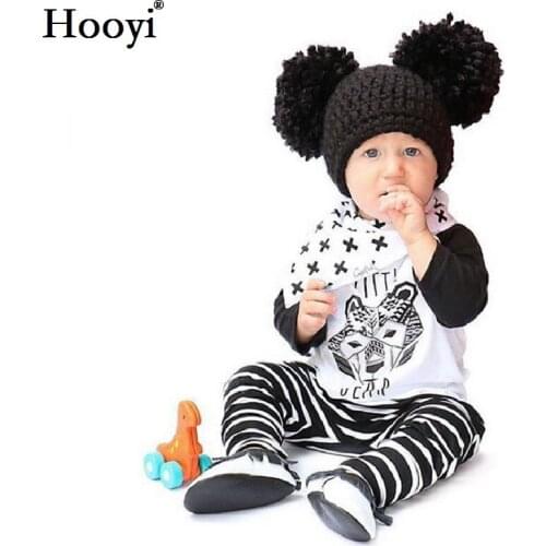 Hooyi Bear Baby Boy Clothes Suits Newborn T-Shirt Stripe Pants Boys Clothing Set Toddler Outfits Cotton Girl Jumpsuit 1 2 3 Year