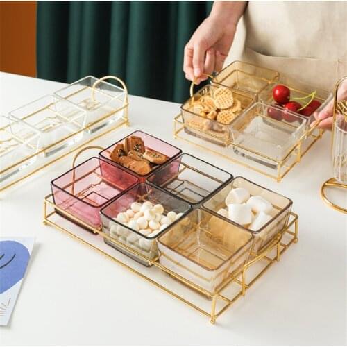 Exquisite Household Tea Snack Plate Nut bowls and plates bowl Glass Fruit Plate Snack Dish European Candy Plate Dried Fruit Tray