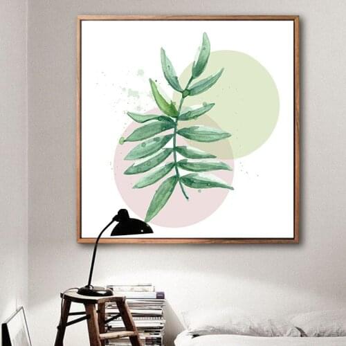 Green broad leaves scandinavian style picture by numbers paintings on the wall nordic poster
