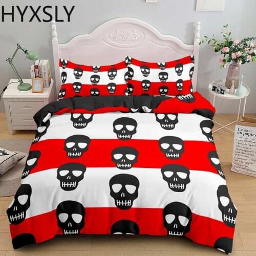 3D Cartoon Skull Printed Bedding Set Queen King Single Double Duvet Cover with 1/2pc Pillowcase Polyester Home Textile Drop Ship