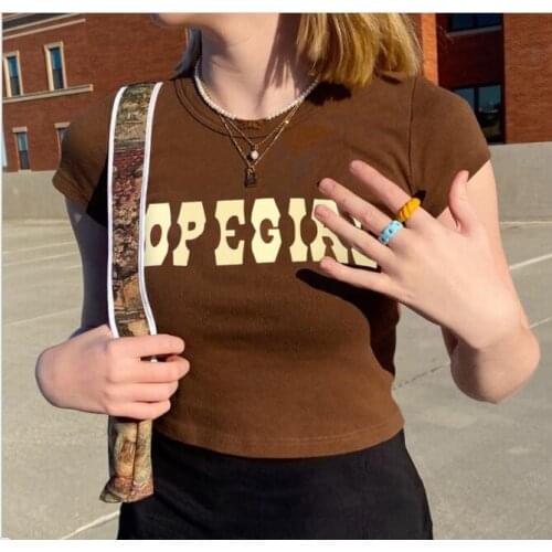 Wish short, tight letterprint T-shirt for new womens fashion