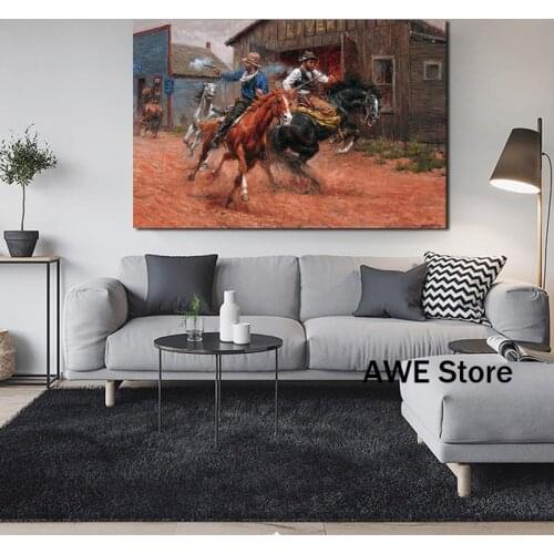 Cowboys And Indians Ghosts Towns Thomas Art Canvas Poster Painting Oil Wall Picture Print Modern Home Bedroom Decoration Artwork